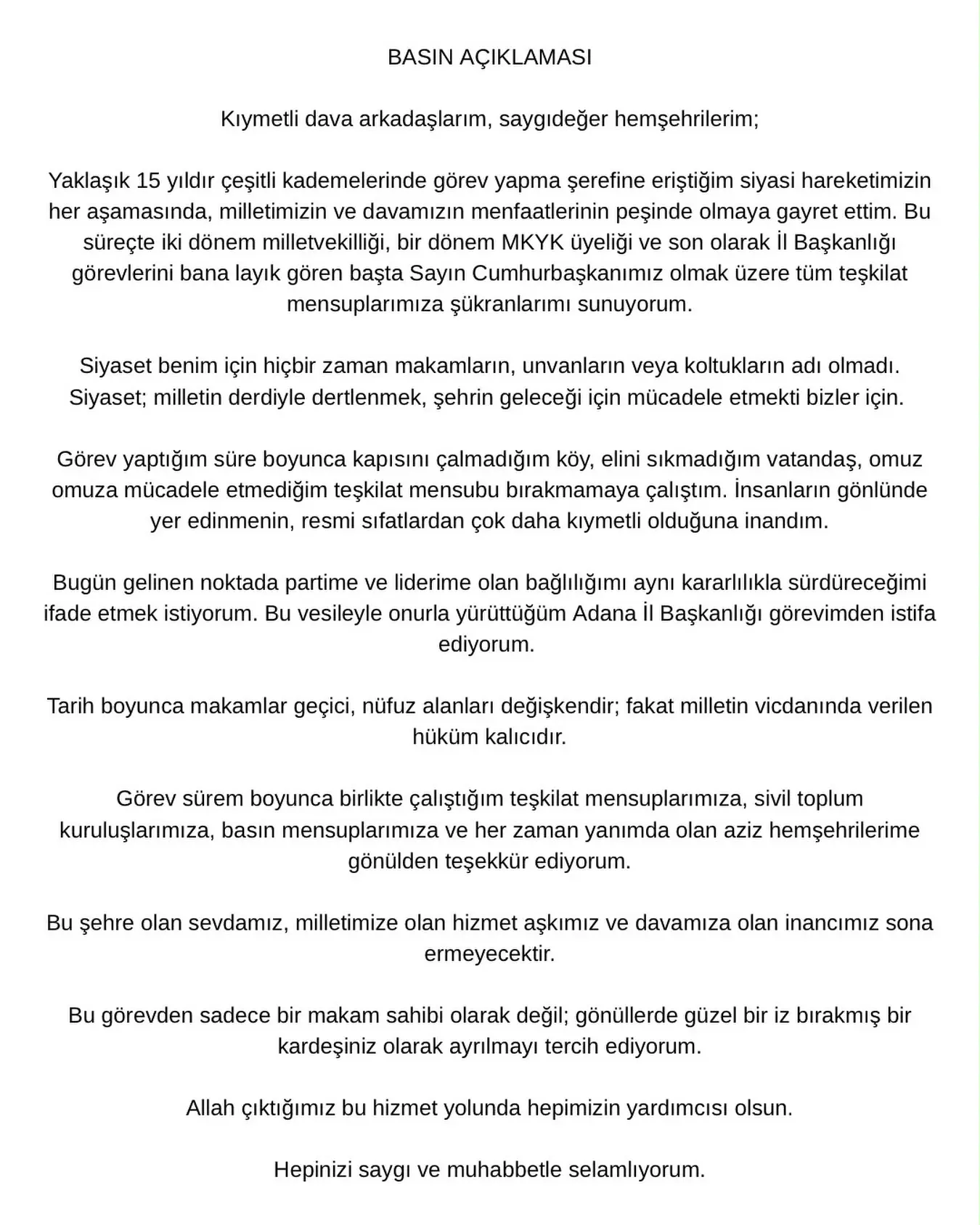 Tamer Dağlı Istifa
